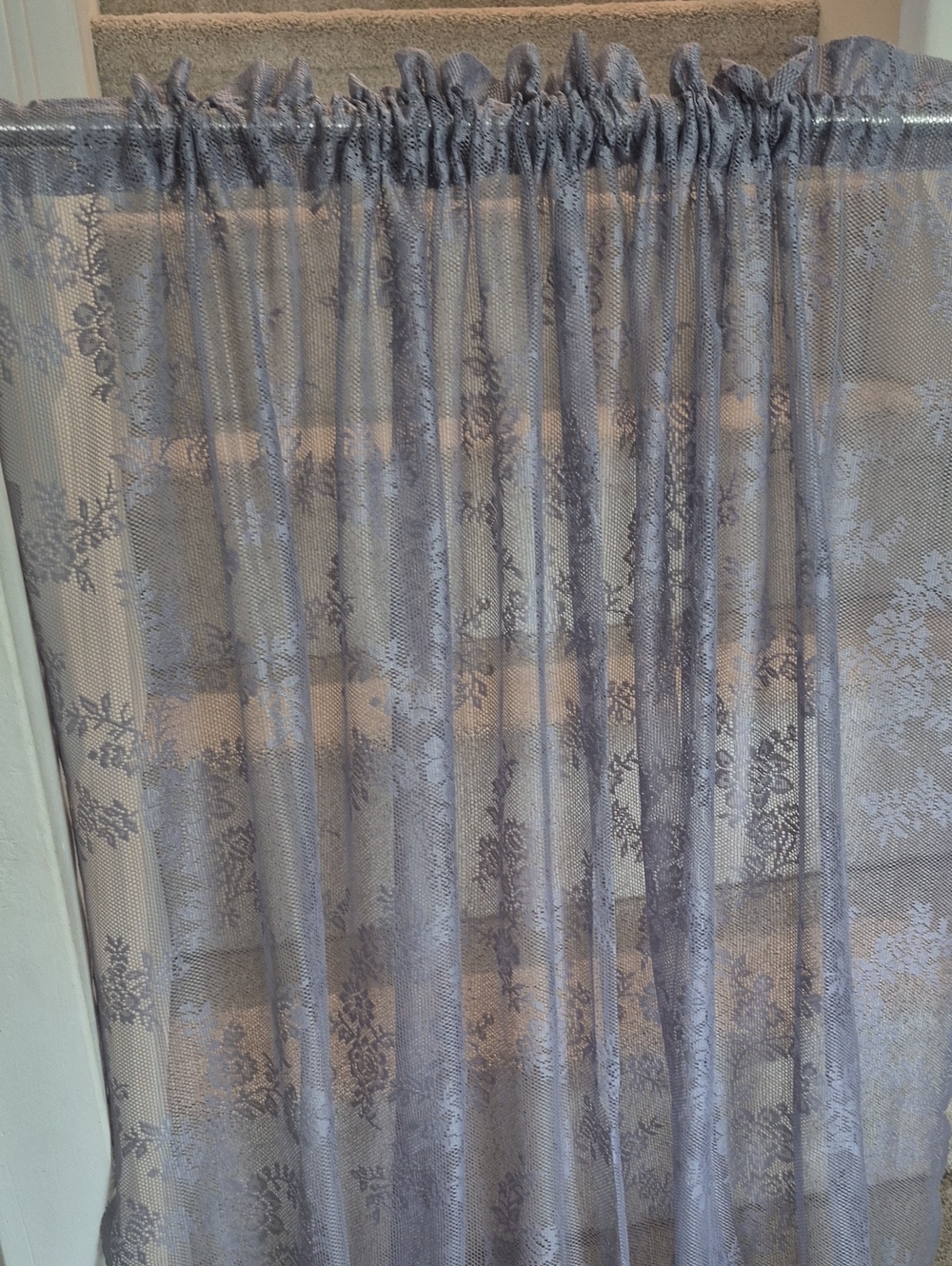UrbanLotus Silvery Gray Sheer Lace Curtain Panel 56x96